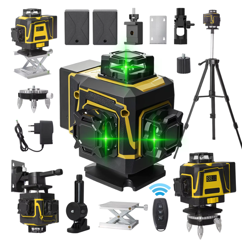 Niveau Laser 4D 16 Lignes Vert Auto-Nivelant avec Télécommande