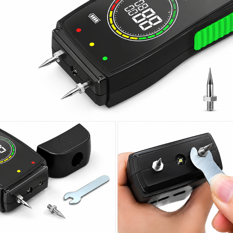Humidimètre Numérique avec Écran LCD pour Bois, Murs et Matériaux de Construction