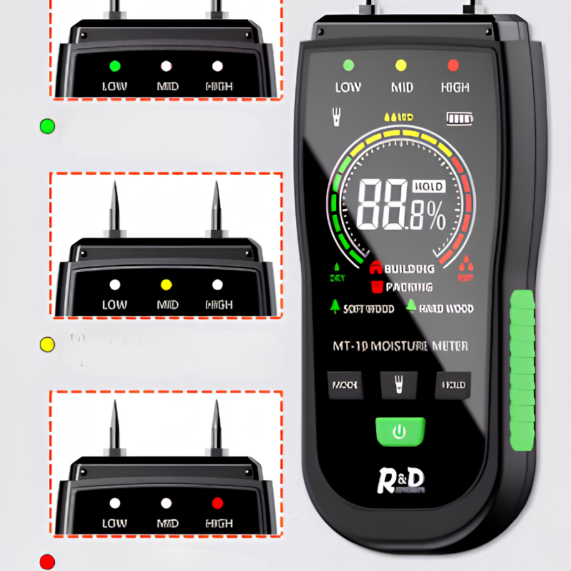 Humidimètre Numérique avec Écran LCD pour Bois, Murs et Matériaux de Construction