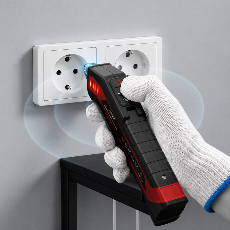 Détecteur de Disjoncteur NF-8401 avec Testeur de Prises et Détection NCV